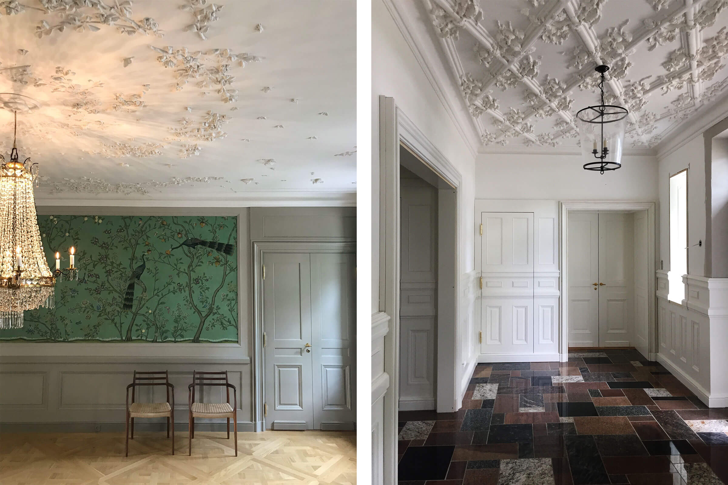 claus lind © interior stucco classic panels scandinavian nordic manor vestibule interior designer